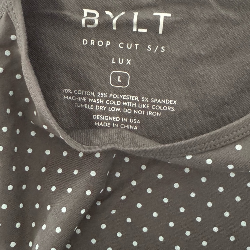 BYLT Basics Gray Polka Dot Short Sleeve Tee - NWT